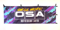 Outsiders Auto Nobori “Smile More” HKS Inspired Workshop Banner